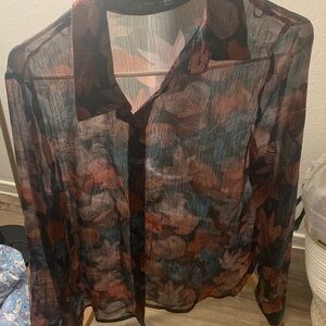 SHEIN Multicolor Leaf Pattern Top